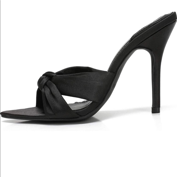 Pointed Toe Satin Bow Slip On Heel - Picture 5 of 6